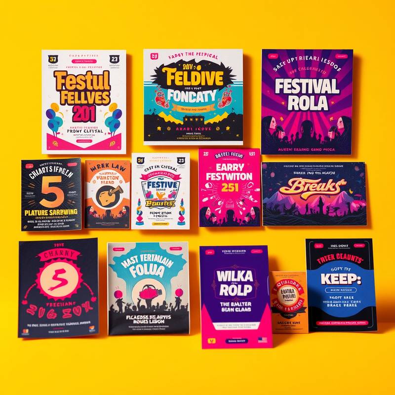 Miniatures des projets du portfolio : Conception de supports de communication pour le festival culturel annuel Les Rencontres Artistiques, incluant affiches, flyers et bannières web.